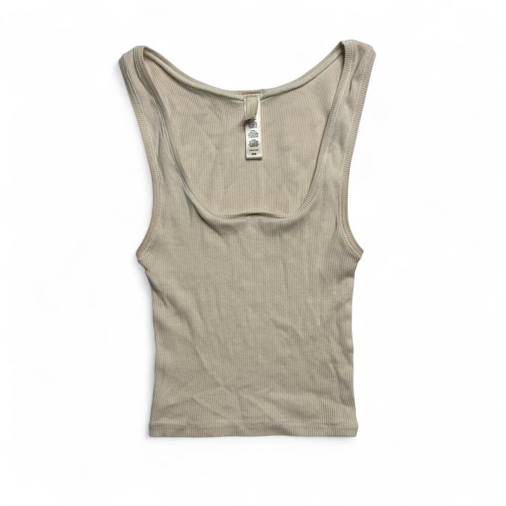 Skims Cream cotton ribbed tank top size XXS square neck